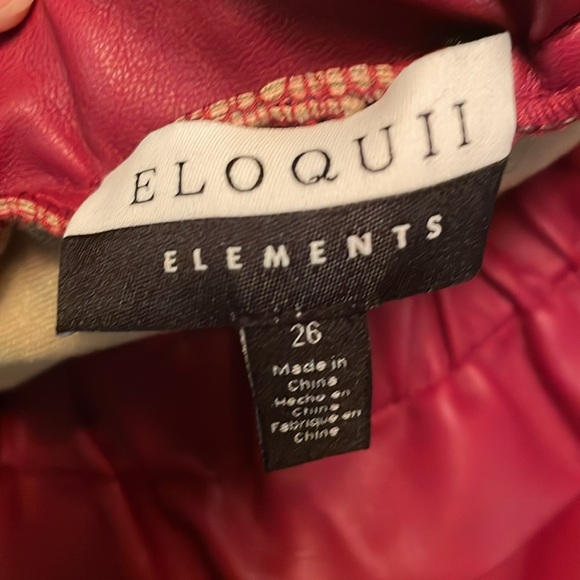 {ELOQUII} Faux Leather Red Paperbag Waist Skirt with Tie and Pockets Size 26 - Picture 7 of 13